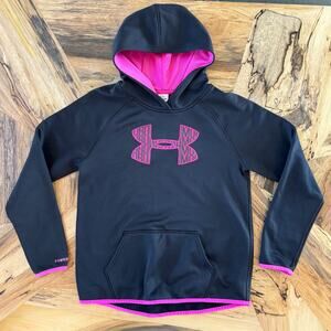 Under Armour Youth Girls Large Storm 1 Pullover Hoodie Black & Pink Activewear